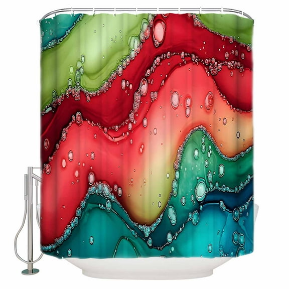 Watercolors Red Blue Green Shower Curtain Set ，Waterproof Fabric Shower Curtains Modern Art Shower Curtains for Bathroom,Bathroom Decor 60"x72"