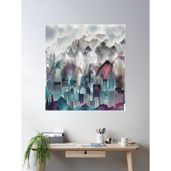 Watercolors Sky Cloud Curtains Poster Wall Art, Modern Wall Decor For Living Room Bedroom, 8x12 UNFRAMED