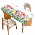 thumbnail image 1 of Watercolors Tulips Table Cloths for 5 Foot Rectangle Tables, Spring Butterflies Flowers Leaves Plants Patio Waterproof Elastic Fitted Tablecloths, Washable Rectangular Table Cover for Camping, 1 of 8