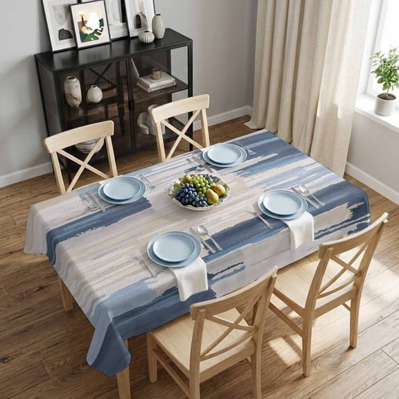 Watercolors off White Blue Rectangle Tablecloth 52x70 Inch Abstract Art Waterproof Polyester Tablecloth for Dining Table, Washable Table Cover for Kitchen Dining Room Decoration,Stain Resistant