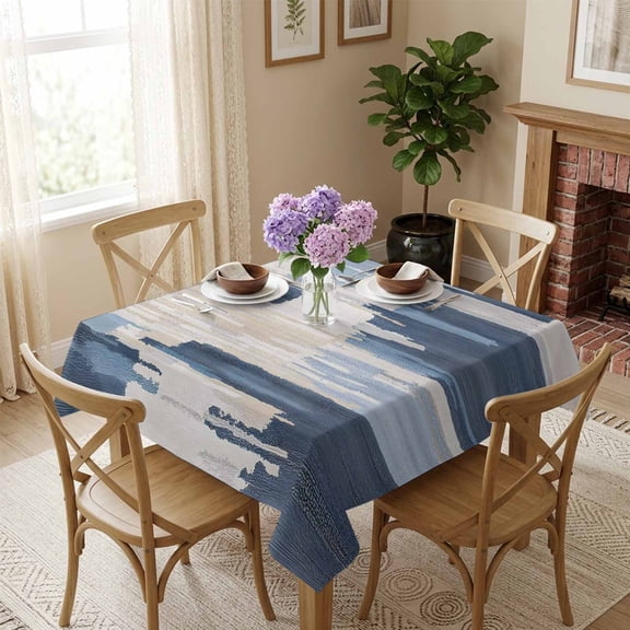 Watercolors off White Blue Square Tablecloth 54x54 Inch Abstract Art Waterproof Polyester Tablecloth for Dining Table, Washable Table Cover for Kitchen Dining Room Wedding Decoration,Stain Resistant