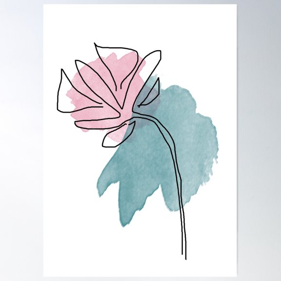 Watercolour Bloom Poster Wall Art, Modern Wall Decor For Living Room Bedroom, 16x24 UNFRAMED