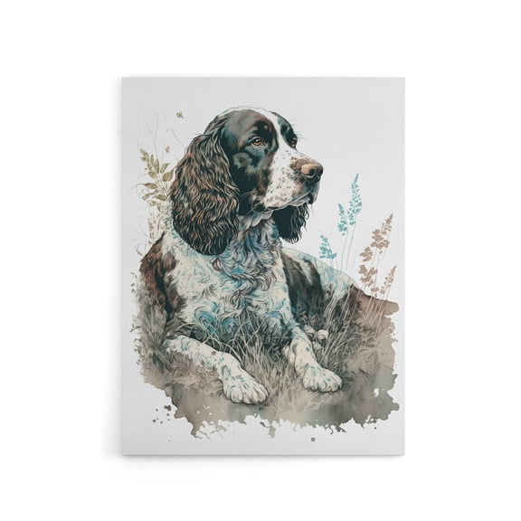 Watercolour English Springer Spaniel Dog Canvas Wall Art Print 18X24"