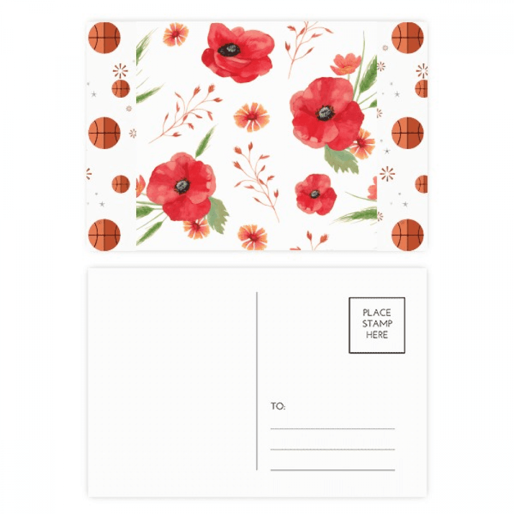 Watercolour Flowers Corn  Ears Basketball Postcard Set Thanks Card Mailing Side 20pcs