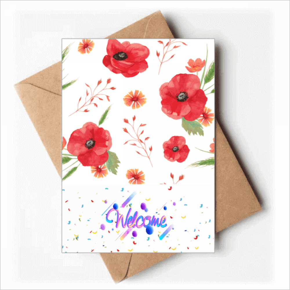Watercolour Flowers Corn Ears Welcome Back Greeting Cards Envelopes Blank