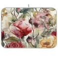 thumbnail image 1 of Watercolour Flowers Dish Drying Mat Microfiber Kitchen Mats Large Counter Absorbent Dish Pad Drainer Rack 18"x24", 1 of 7