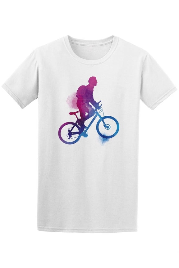 Watercolour Man Riding A Bike T-Shirt Men -Image by Shutterstock, Male Medium