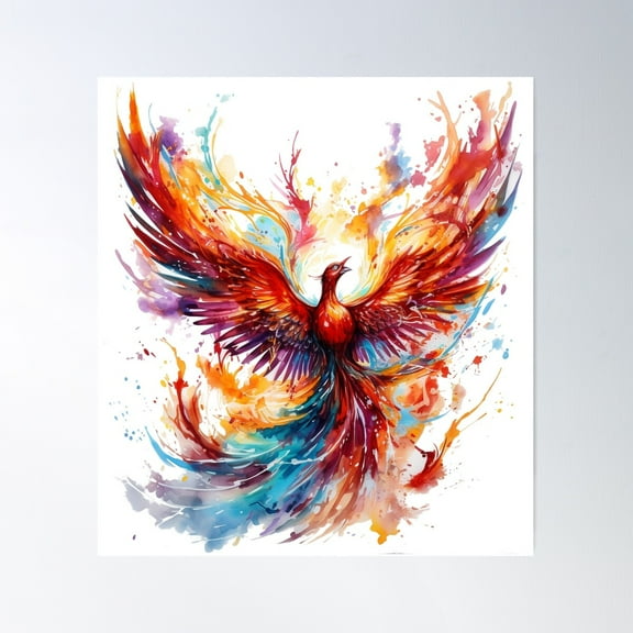 Watercolour Mighty Phoenix Poster Wall Art, Modern Wall Decor For Living Room Bedroom, 16x24 UNFRAMED