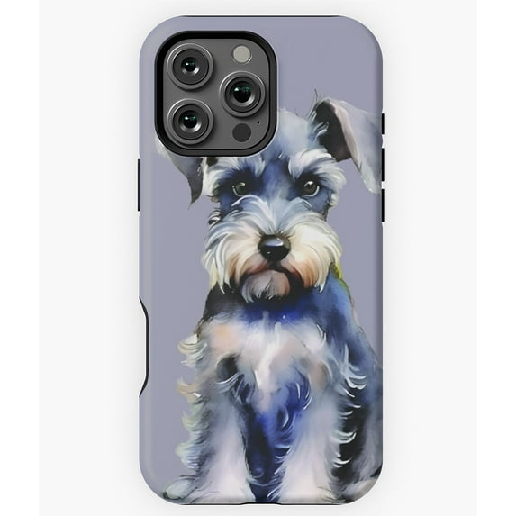 Watercolour Miniature Schnauzer Dog Phone Case for iPhone 16 15 14 13 12 11 Pro Max