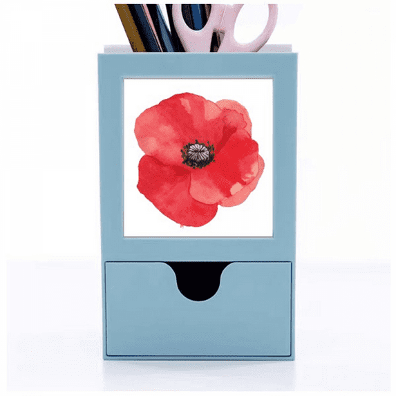 Watercolour Red Flower Painting Corn Desk Supplies Organizer Pen Holder Card