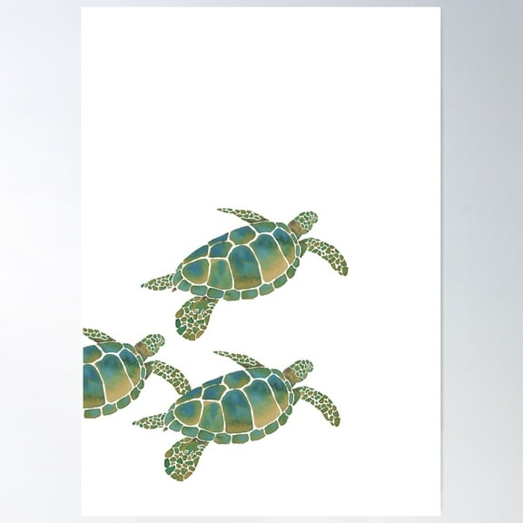 Watercolour Sea Turtles Poster Wall Art, Modern Wall Decor For Living Room Bedroom, 8x12 UNFRAMED