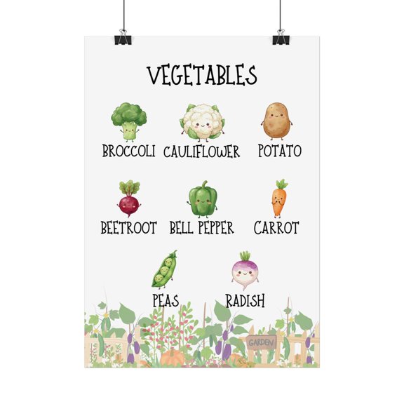 Watercolour Vegetables Poster, Unframed Paper Poster 8x10in