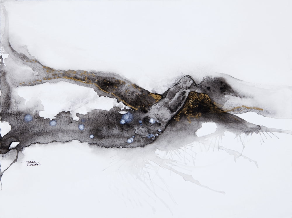 Watercolour painting of an abstract black shape on a white background Canvas Art - Tara Thelen Design Pics (32 x 24)