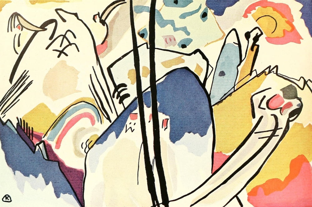 Watercolour sketch for comp4 Canvas Art - Wassily Kandinsky (18 x 24)