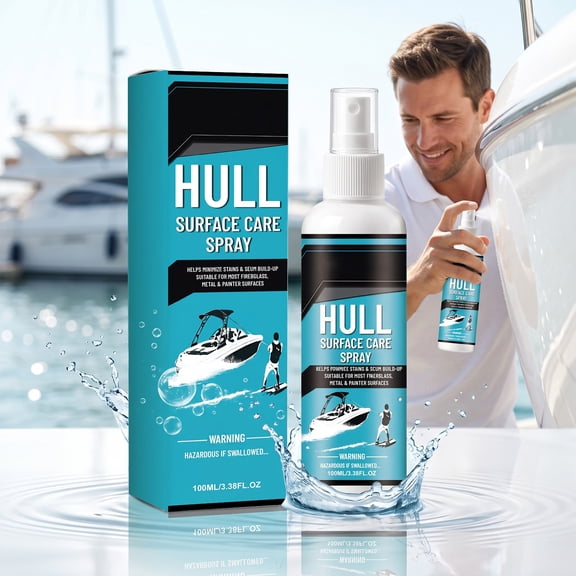 Watercraft Hull Cleaner, Surface Cleaner, Salt Stain Remover, Water Spot Remover, Boat Maintenance, 100Ml No-Rinse on Application Compatible with Pontoon Boat, Fishing Boat, Jet
