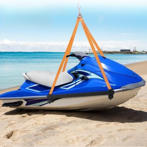 Watercraft Lift Sling - Durable Thickened Steel Plates, 1600lbs Weight Bearing Capacity, Secure Powerful Grip with Padded Straps & Safety Hooks, Easy to Use, Multiple Marine Applications$$Watercraft