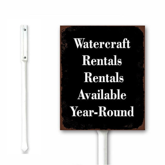Active Rentals Sign Watercraft Rentals - Rentals Available Year-Round Black Yard Sign With ...