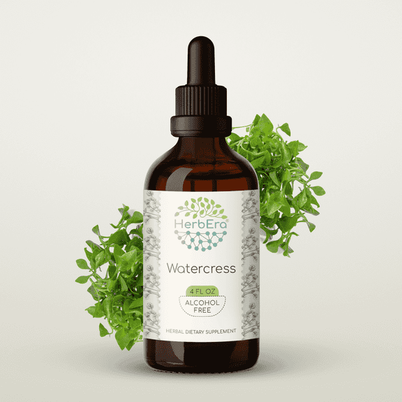 HerbEra Watercress Tincture, Herbal Dietary Supplement for Antioxidant Support, Watercress (Nasturtium officinale) Dried Herb Extract, Natural, Alcohol-Free, Drops 4 oz
