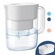 Waterdrop 10-Cup Water Filter Pitcher with 1 Filter, Long-Lasting (200 gallons), 5X Times Lifetime Filtration Jug, Reduces Fluoride, Chlorine and More, BPA Free, White, Model: WD-PT-07W