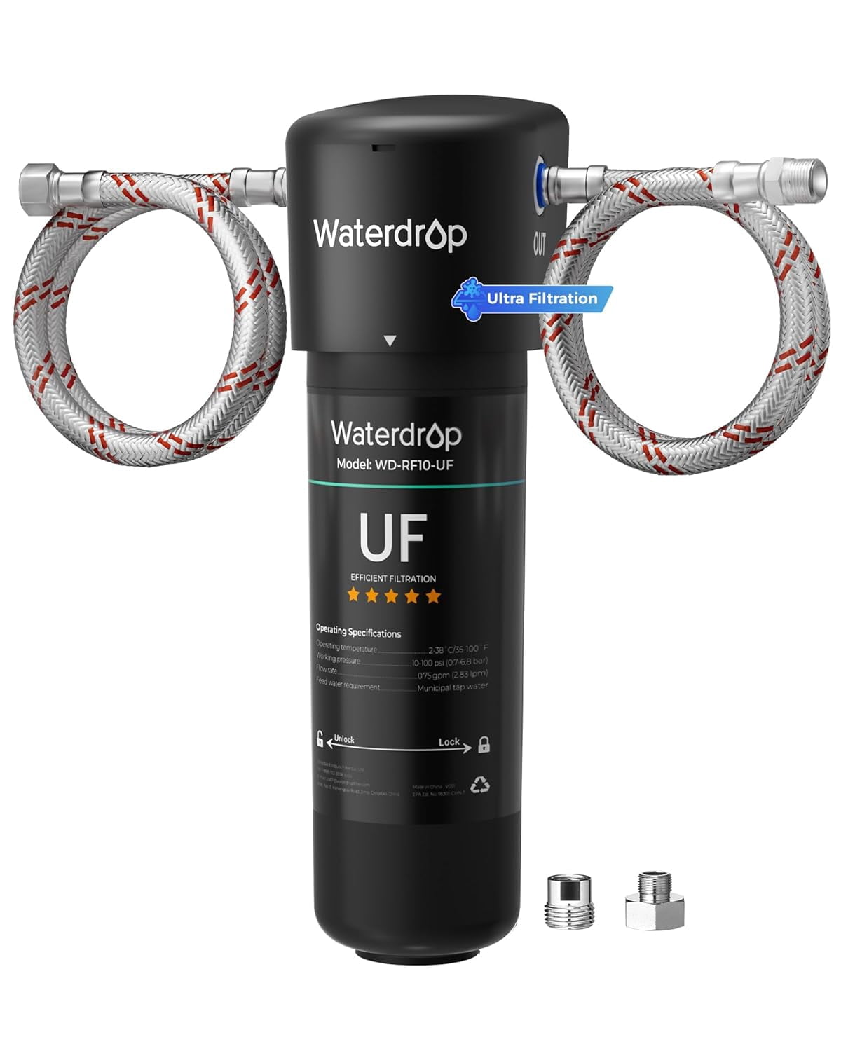Waterdrop 10UA-UF 0.01 μm Ultra Filtration Under Sink Water Filter System, 1 Year, Reduces Lead, Chlorine, Bad Taste & Odor