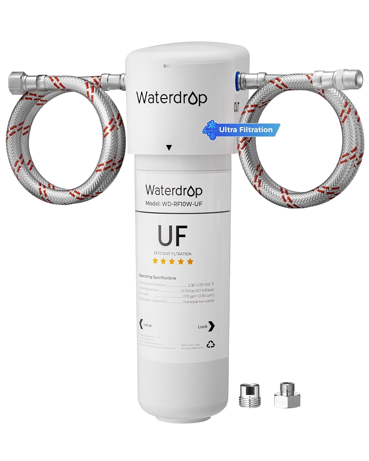 Waterdrop 10UAW-UF 0.01 μm Ultra Filtration Under Sink Water Filter System, 1 Year, Reduces Lead, Chlorine, Bad Taste & Odor