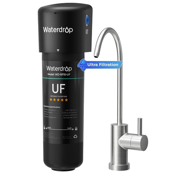 Waterdrop 10UB-UF 0.01 m Ultra Filtration Under Sink Water Filter System, Reduces Lead, Chlorine, Bad Taste & Odor, 1 Year