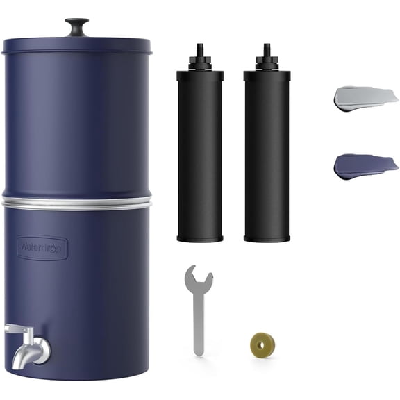 Waterdrop 2.25G Gravity Water Filter System with 2 Carbon Filters and Metal Spigot, NSF/ANSI 42&371 Standard, Reduces 99% of Chlorine and Lead for Home, Camping, Emergencies, King Tank, WD-TK-AP