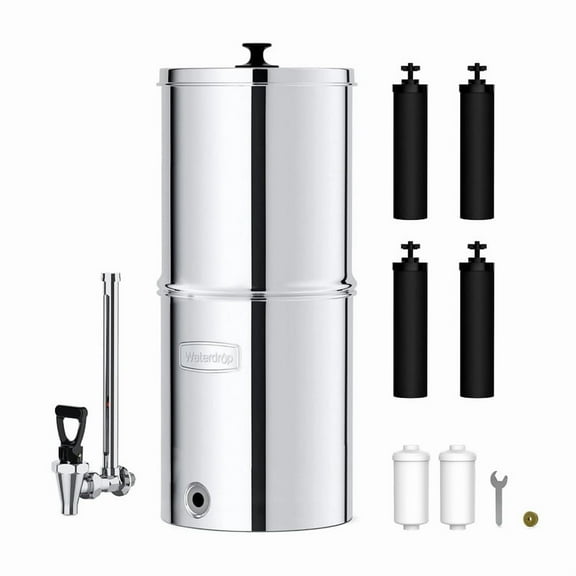 Waterdrop 2.25G Gravity-fed Water Filter System, with Sight Glass Spigot, NSF/ANSI 42&372 Standard, PFAS, Chlorine and Lead Reduction, for Home, Camping, RVing, Off-Grid, Emergencies,with 6 Filter