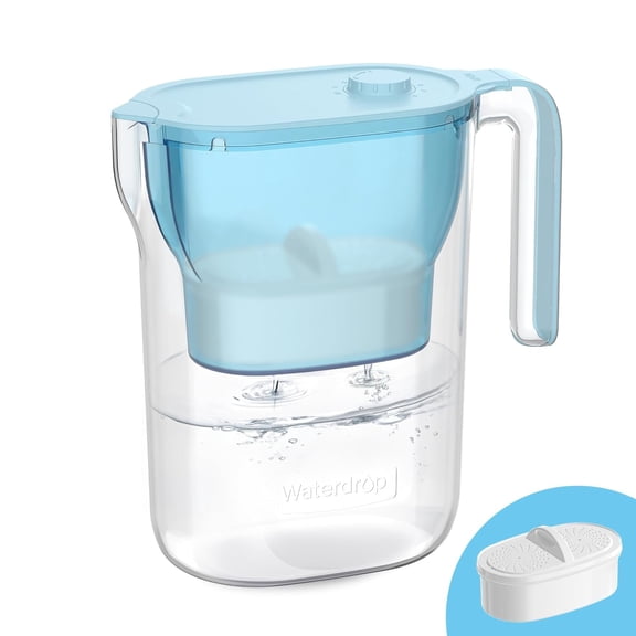 Waterdrop 200-Gallon Long-Life Water Filter Pitcher, NSF Certified,7-Cup, Blue