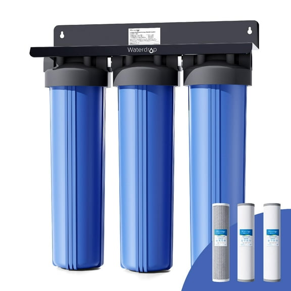 Waterdrop 3-Stage Whole House Water Filter System,Reduce Iron&Manganese,with Carbon &Sediment Filters,7-Stage Filtration,Reduce Lead,Chlorine,Odor,5 Micron WHF3T-FG,1"Inlet/Outlet