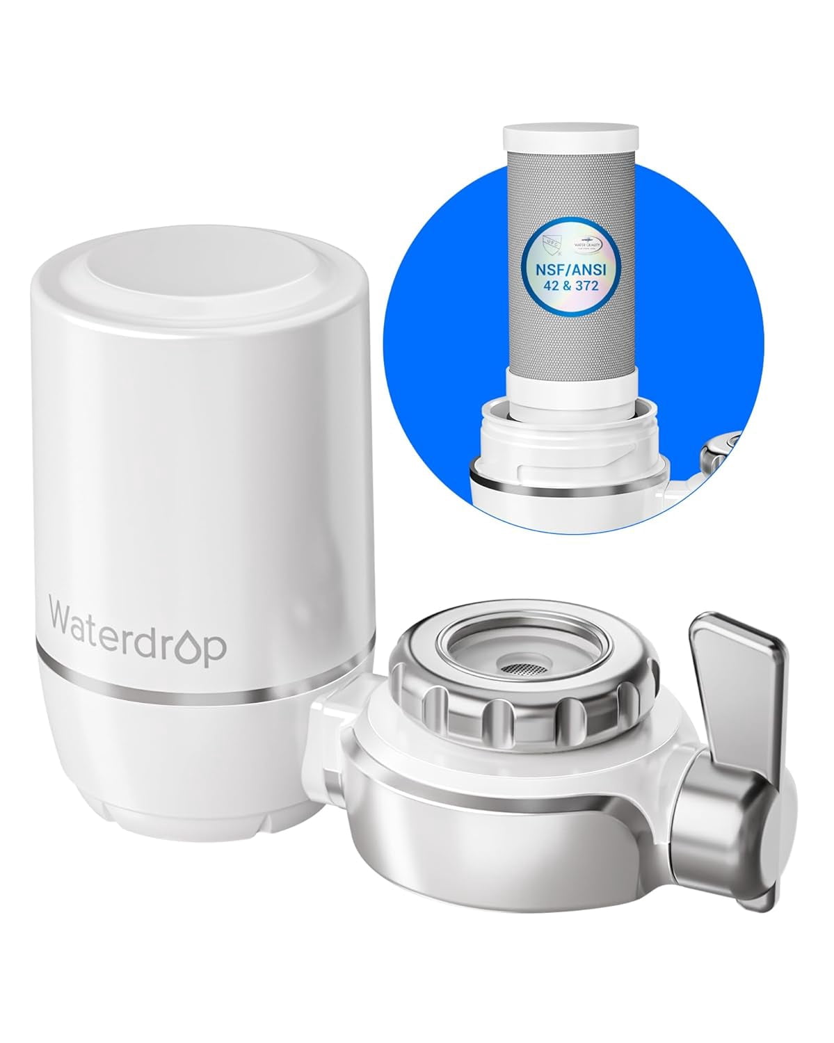 Waterdrop 320-Gallon Long-Lasting Water Faucet Filtration System with Ultra Adsorptive Material, Faucet Water Filter - Fits Standard Faucets