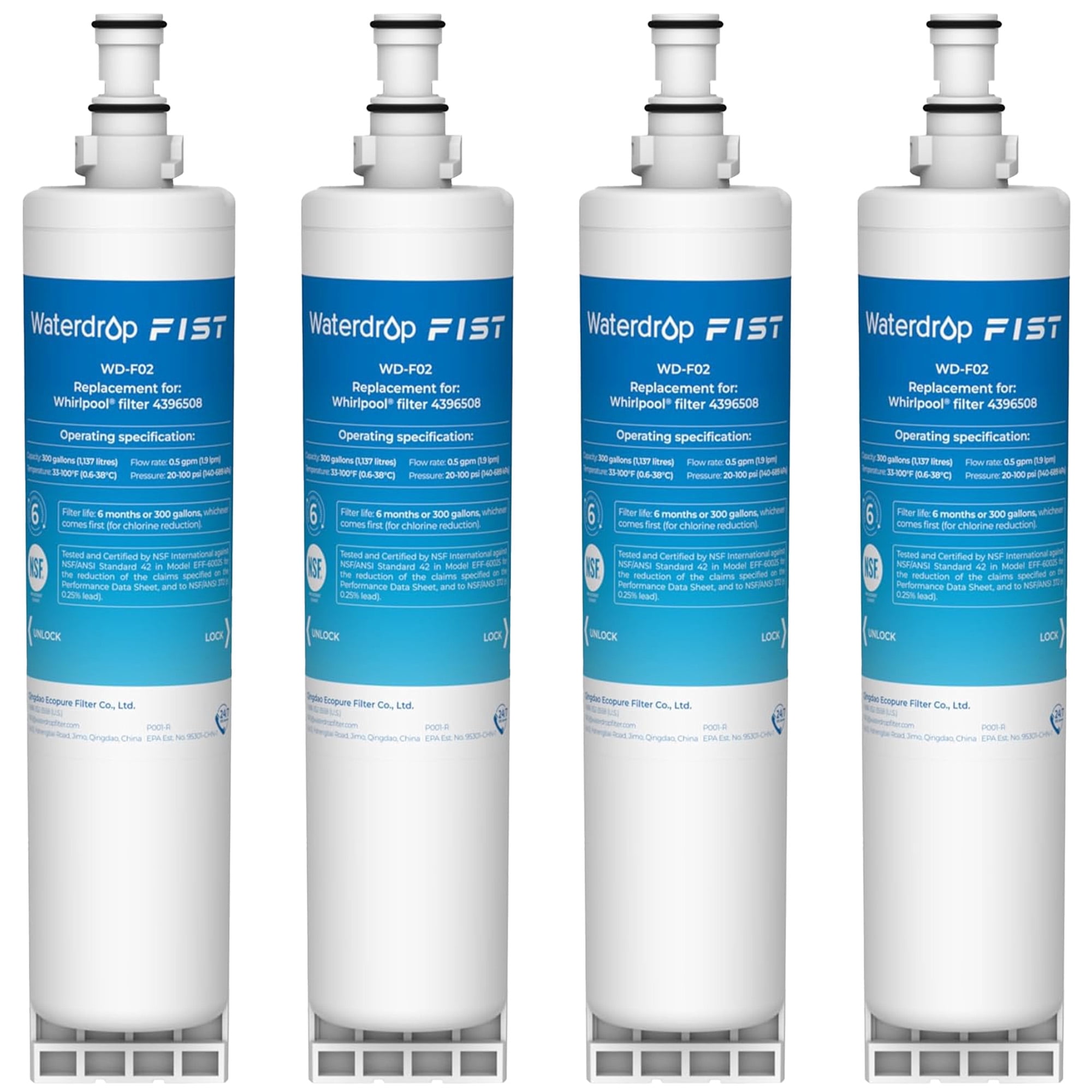 Water Ropu Filter Waterdrop 4396508 Refrigerator Water Filter, Replacement for Whirlpool ...