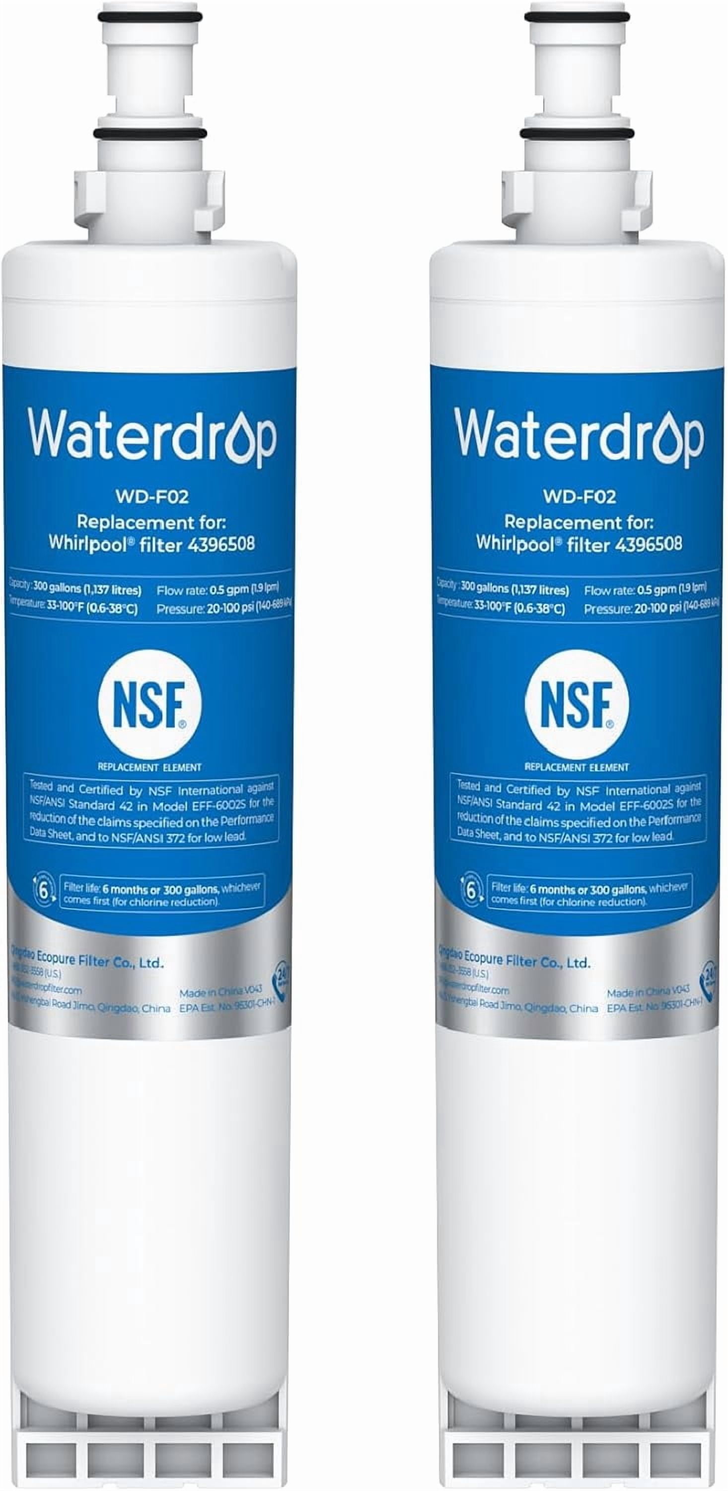 Waterdrop 4396508 Replacement for Everydrop® Filter 5, EDR5RXD1, Whirlpool® WF-NLC240V, 4396510, NLC240V, PNL240V, Refrigerator Water Filter, (2 Pack)