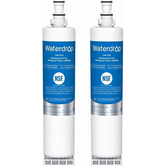 Waterdrop 4396508 Replacement for Everydrop® Filter 5, EDR5RXD1, Whirlpool® WF-NLC240V, 4396510, NLC240V, PNL240V, Refrigerator Water Filter, (2 Pack)