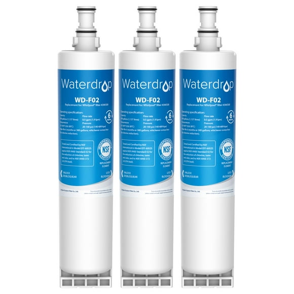 Waterdrop 4396508 Water Filter, NSF 372&42 Certified to Reduce Lead, Fits Whirlpool 4396508, 4396510, 4392857, Kenmore 46-9010, NLC240V, EveryDrop Filter 5, EDR5RXD1, PUR W10186668 (Pack of 3)