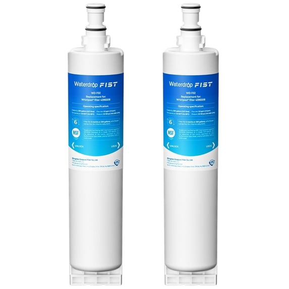 Waterdrop 4396508 water filter Replacement for EveryDrop Filter 5, EDR5RXD1, Whirlpool 4392857, NL300, 4396510, 4396509, 4396547, LC400V, 4396510p, WF-NLC240V, PNL240V, 2Pack