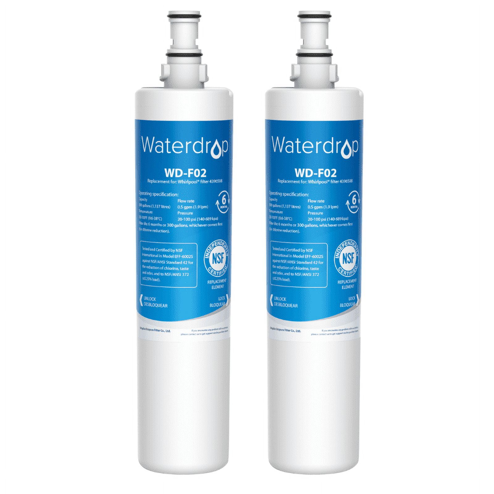 Waterdrop 4396508 water filter Replacement for EveryDrop Filter 5, EDR5RXD1, Whirlpool 4392857, NL300, 4396510, 4396509, 4396547, LC400V, 4396510p, WF-NLC240V, PNL240V, 2Pack