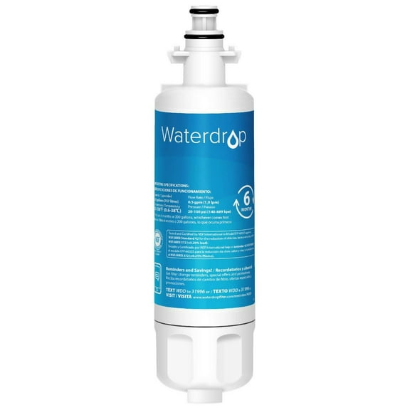 Waterdrop 469690 ADQ36006101 NSF 42&372 Certified Refrigerator Water Filter, Replacement for LG LT700P, Kenmore 9690, ADQ36006102, 46-9690, LFXS30766S, WSL-3, FML-3, 1 Pack, Package may vary