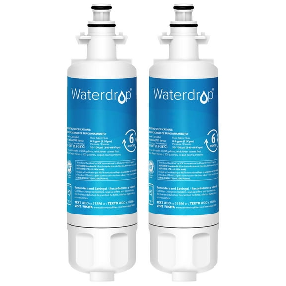 Waterdrop 469690 ADQ36006101 Refrigerator Water Filter, NSF 42&372 Certified, Replacement for LG LT700P , Kenmore 469690, 9690, ADQ36006102, Standard, Pack of 2, Package may vary