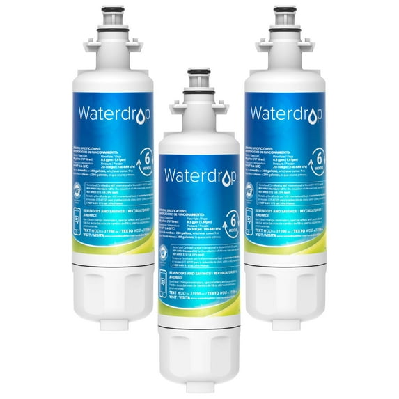 Waterdrop 469690 ADQ36006101 Refrigerator Water Filter, Replacement for LG® LT700P® , ADQ36006102, Kenmore 9690, LFXS30766S, LFXS24623S, FML-3, RFC1200A, RWF1200A, WSL-3, Pack of 3