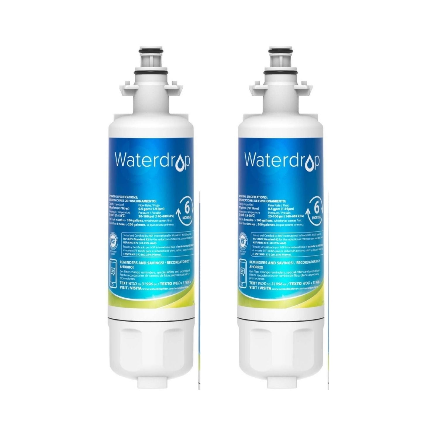 Waterdrop 6-Piece Refrigerator Water Filter and Air Filter Set
