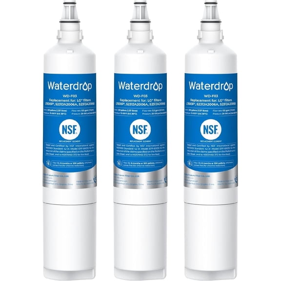 Waterdrop 5231JA2006A Refrigerator Water Filter Replacement for LGLT600P, 5231JA2006B, 5231JA2006A, 5231JA2006F, KENMORE 99-9990, 46-9990, WFC2001, LSC27931ST, FML-2, Package may vary, 3 Pack