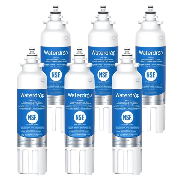 Waterdrop ADQ73613401 Replacement for LG®, ADQ73613402, ADQ73613408, ADQ75795104, Kenmore 9490, LSXS26326S, LMXC23746S, LSXS26366S, LSXS26386D, Refrigerator Water Filter, WD-F20, Pack of 6
