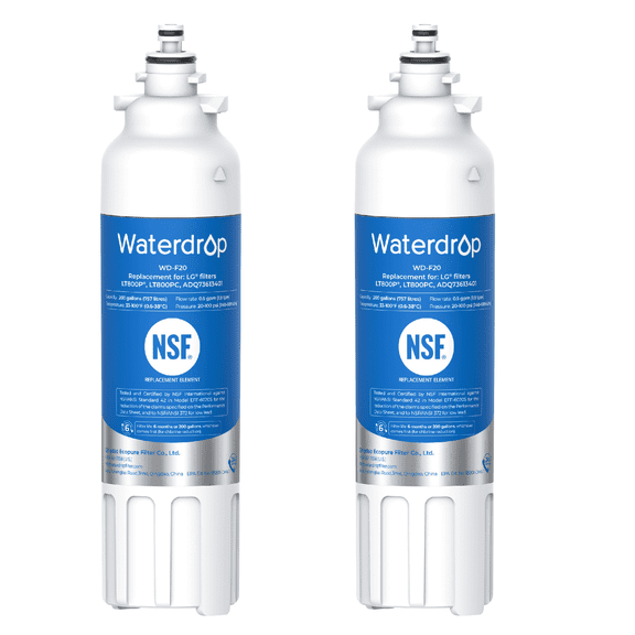 Waterdrop ADQ73613401 Replacement for LG, ADQ73613402, ADQ73613408, ADQ75795104, Kenmore 9490, LSXS26326S, LMXC23746S, LSXS26366S, LSXS26386D, Refrigerator Water Filter, WD-F20, Pack of 2