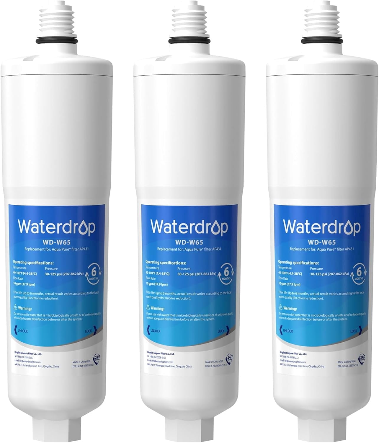 Waterdrop AP431 Replacement for Aqua-Pure AP431 Hot Water Scale Inhibitor for AP430SS, Prevent Scale Accumulation and Protect Water Heaters, Pack of 3