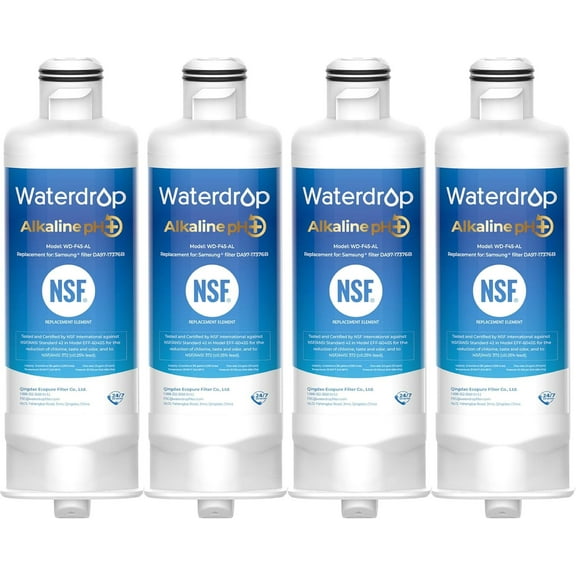 Waterdrop Alkaline DA97-17376B Water Filter, Enhances pH, Replacement for HAF-QIN/EXP, DA97-08006C, RF28R7201SR, RF28R7351SG, WD-F45-AL, 4 Filters