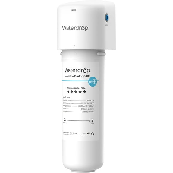 Waterdrop Alkaline Water Filter System for Sink WD-ALK16, Mineralizing Water to 9.5 pH, NSF/ANSI 372 Certified, Compatible with Reverse Osmosis Systems, Under Sink Installation