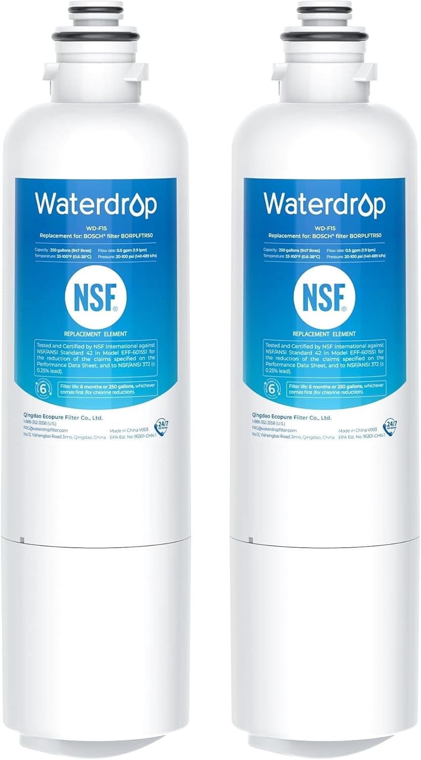 Waterdrop BORPLFTR50 Replacement for Bosch® Ultra Clarity® Pro 11032531, 12033030, 11025825, BORPLFTR55, B36CD50SNS, B36CT80SNS, B36CL80ENS, B36FD50SNS, WFC100MF, WFS200MF
