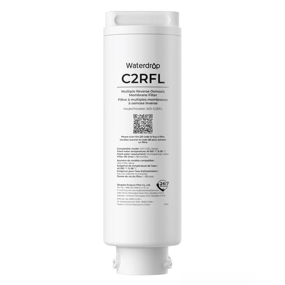 Waterdrop C2RFL Filter, Replacement for C2SL RO System,Alkaline Mineral Filter, NSF/ANSI 372 Certified, Balanced Water Quality, Easy Replacement,1-Year Lifetime