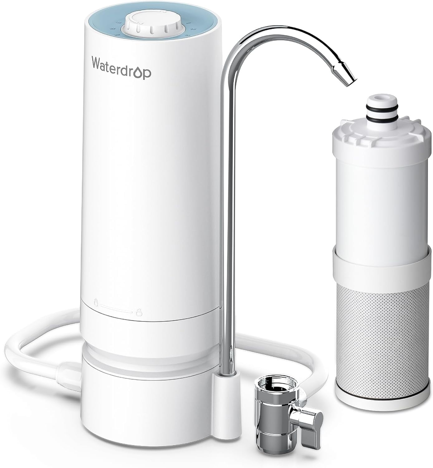 Waterdrop Countertop Water Filter, Filter Life Reminder, 4000 Gallons, Reduces Heavy Metals, Bad Odor, and 99% Chlorine (1 Filter Included) WD-CTF-07[Ultra Filtration]